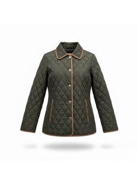 Michael Michael Kors Womens Olive Quilted Jacket Classic Design Sz L